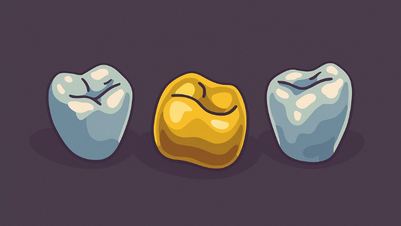 Des couronnes dentaire en métal et en or