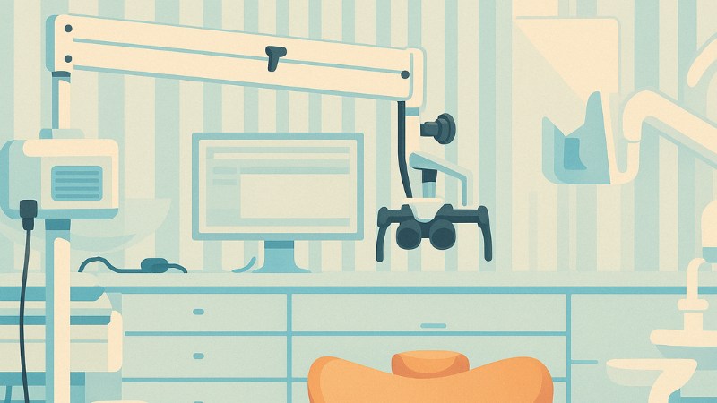 Un cabinet dentaire avec un microscope d'endodontie