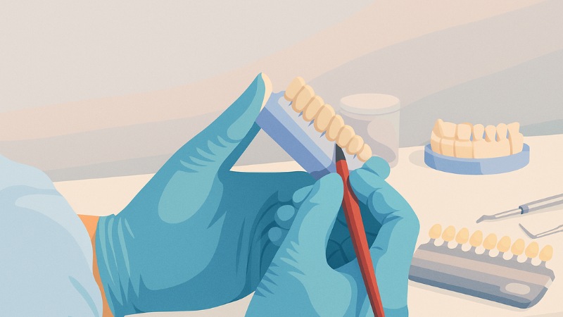 Un dentiste en train de réaliser une couronne dentaire