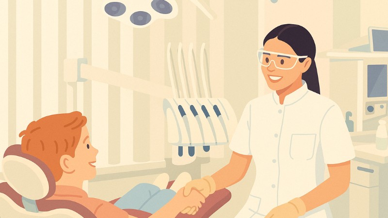 Un dentiste qui évalue un patient pour un traitement Invisalign