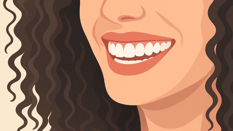 Une femme avec une couronne dentaire
