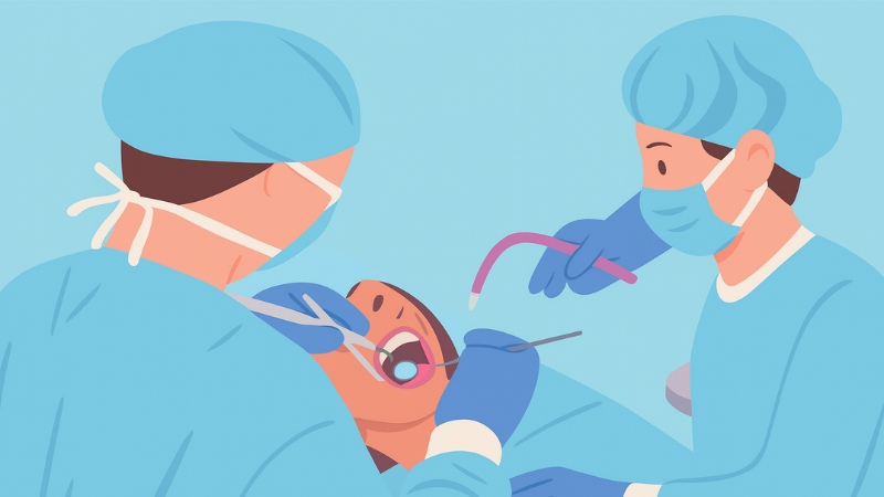 Une chirurgie d'extraction d'une dent